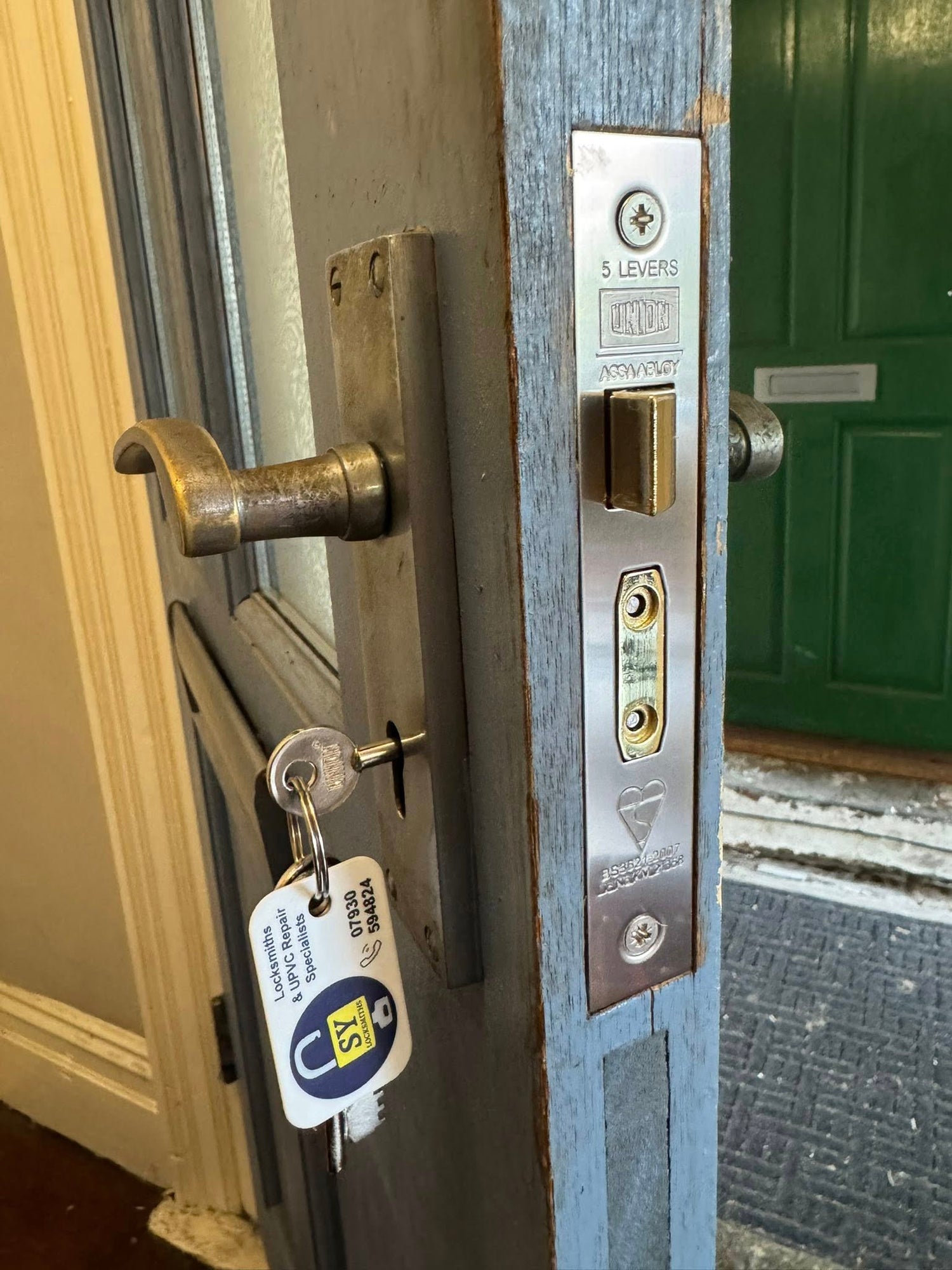Union Strongbolt 5 lever BS3621 sash lock fitted to a wooden door in Darnall 